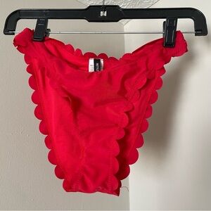 PrettyLittleThing Vibrant Red Scalloped Swim Bottoms Size 4